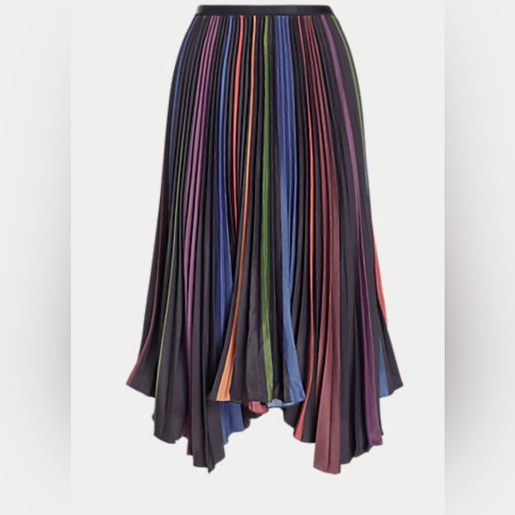 Polo Ralph Lauren Jaden striped Navy Stripe Pleated MIDI Skirt Size XS n… - Picture 7 of 8
